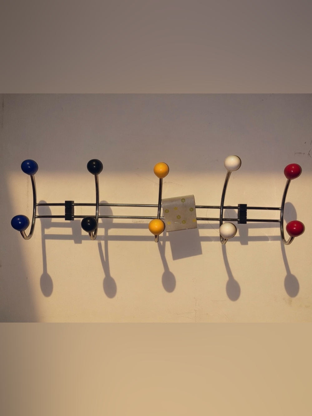 Vintage/French Sputnik design coat & hat rack, metal with colourful studs hanger